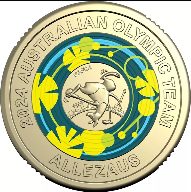 2025 AUSTRALIAN OLYMPIC Team 2 Coloured Coin Allezus UNC 7.50