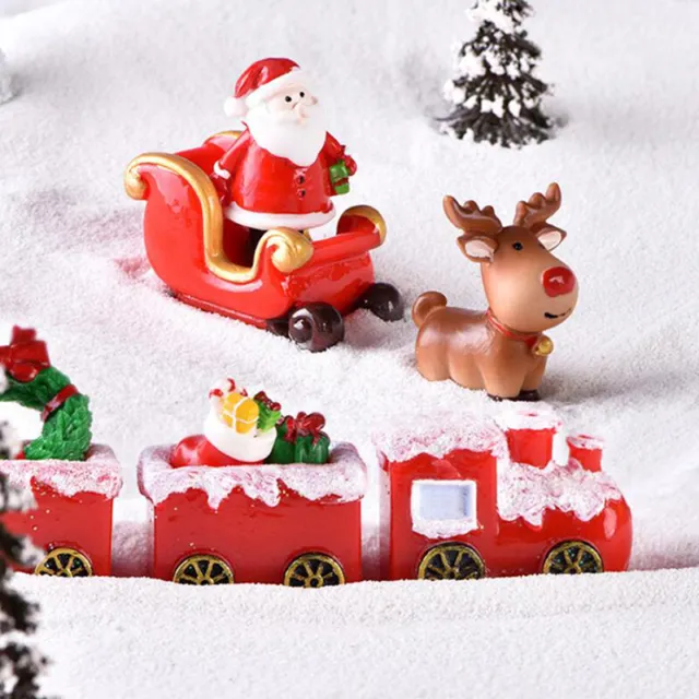 Miniature Snowman Ornament Sleigh Micro Landscape Snow Christmas DecorL-RM