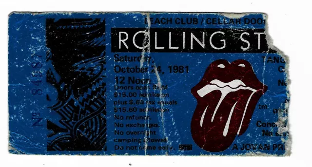 Rolling Stones Van Halen Henry Paul Band 10/24/81 Orlando FL Rare Ticket Stub