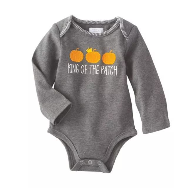 Mud Pie H9 Kids Boy Halloween King of the Patch 0-6mo Long Sleeve Crawler