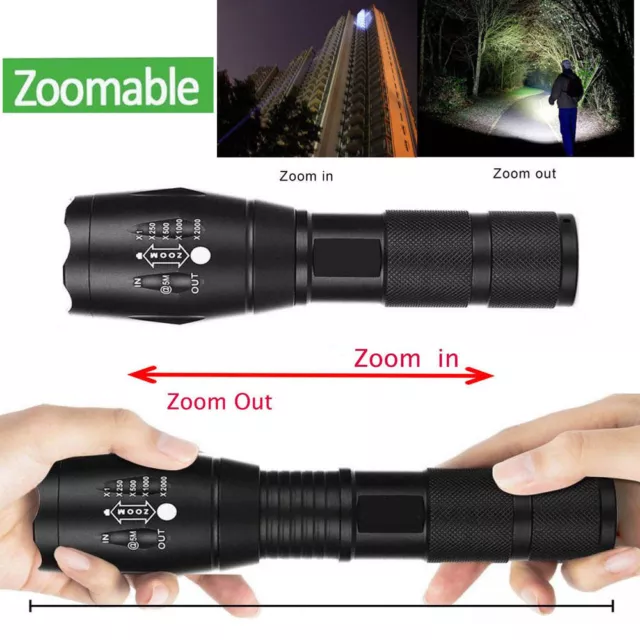 Super-Bright 200000LM T6 LED Tactical Flashlight 5 Modes Zoomable 2