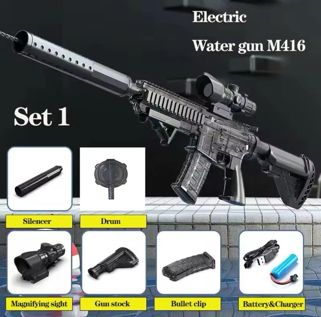 ELECTRIC WATER GUN M416 Pistol Shooting Toy Full Automatic £44.99