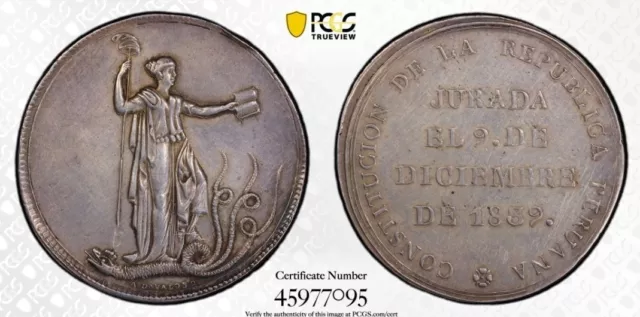 1839 Peru rare proclamation silver medal - Fonrobert-9062 - PCGS AU details...