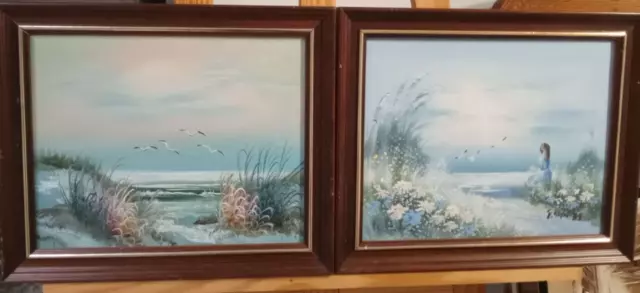 Pair of small paintings oil on canvas framed signed