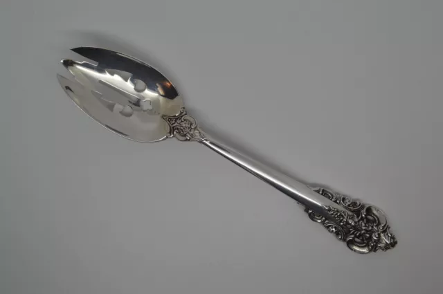 Wallace Grande Baroque Sterling Silver Pierced Serving Spoon - 8 3/4"- 106g - NM