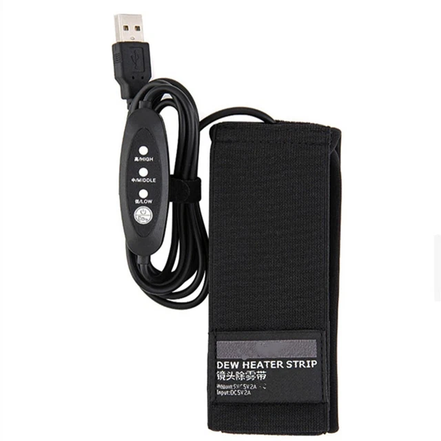 Lens Warmer, USB Dew Heating Strip with 3 Heat Settings Temperature Controller