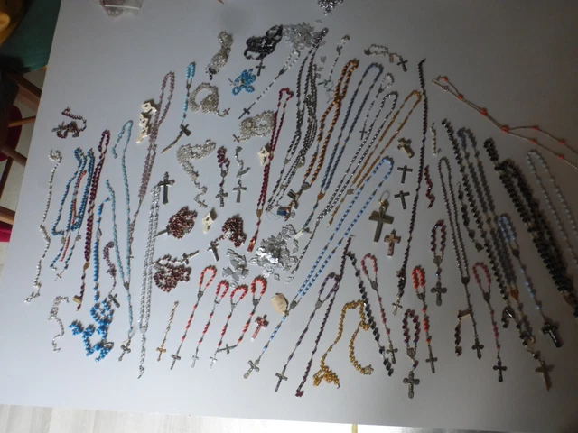Lot De 30 Chapelets De Baptême - Perles Acrylique Et Métal Argenté