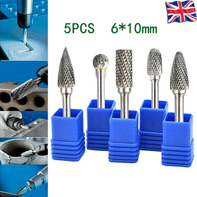 5PCS 10MM TUNGSTEN Carbide Point Burr Die Grinder Shank Rotary Drill