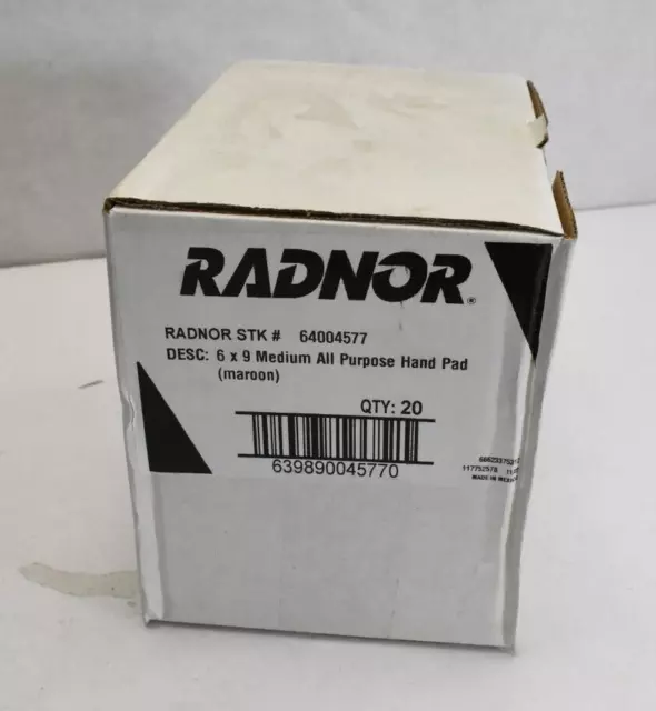 Radnor 64004577 6" x 9" Fine/Medium Grade Aluminum Oxide Hand Pad Pack Of 20