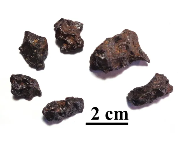 Meteorite Sericho, pallasite, Kenya, lot of 6 complete good pieces, 29 grams