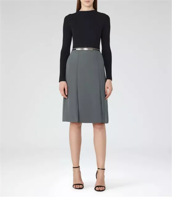 Reiss Ennis Kingfisher Slit Front Skirt Workwear Office Smart - Size 12 14 W30 3