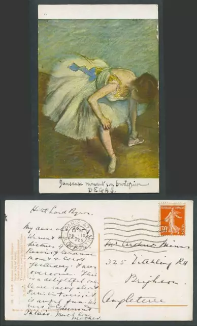 E. Edgar Degas Ballet Dancer Tying Her Sandal Ballerina 1922 Old Colour Postcard