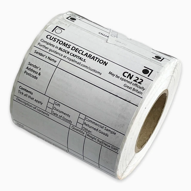 CN22A LABELS CUSTOMS Declaration Forms Self Adhesive Royal Mail - Roll ...