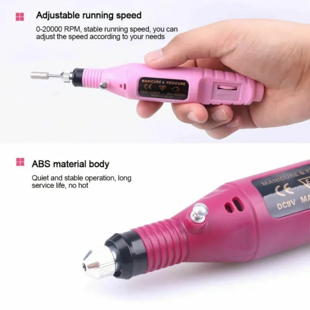 Nail Drill Machine Nail Files Pen Pedicure Milling UV LED Gel Polish Remover UK 2