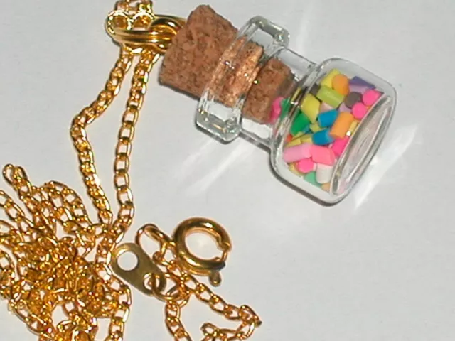 1pc miniature dollhouse charm pendant tiny Candy key Necklace cork Bottle mix2