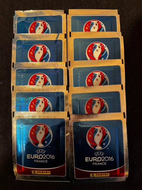 Lot 10 Pochettes Packets Tuten Bustina Panini Euro 2016 Sealed New Mint