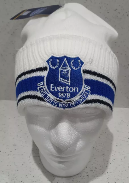 Everton Official Adults Three Stripe Bronx Hat - White - Great Gift Idea!