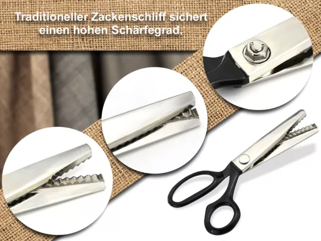 Profi Zackenschere Schneiderschere Stoffschere Zickzack-Schere Scharf Rostfrei 3