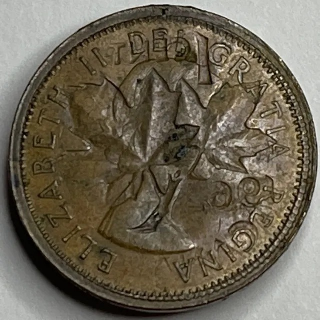 1962 Canada Cent BROCKAGE ERROR.