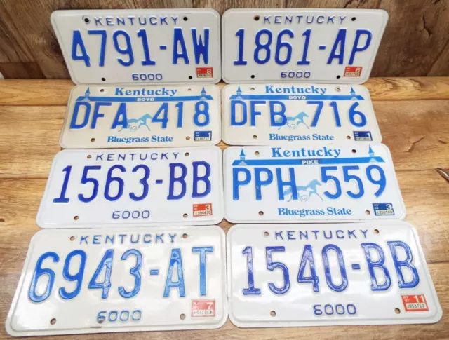8-VINTAGE MIXED Kentucky License plate LOT