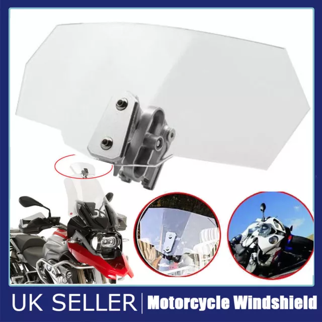 Motorcycle Motorbike Clip On Windshield Wind Screen Deflector Extension Spoiler