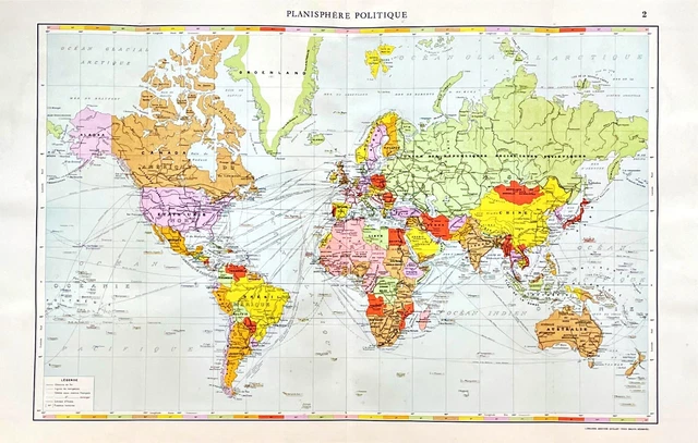 Carte Ancienne Originale De L'Amérique – 1951 – Géologique Et Physique