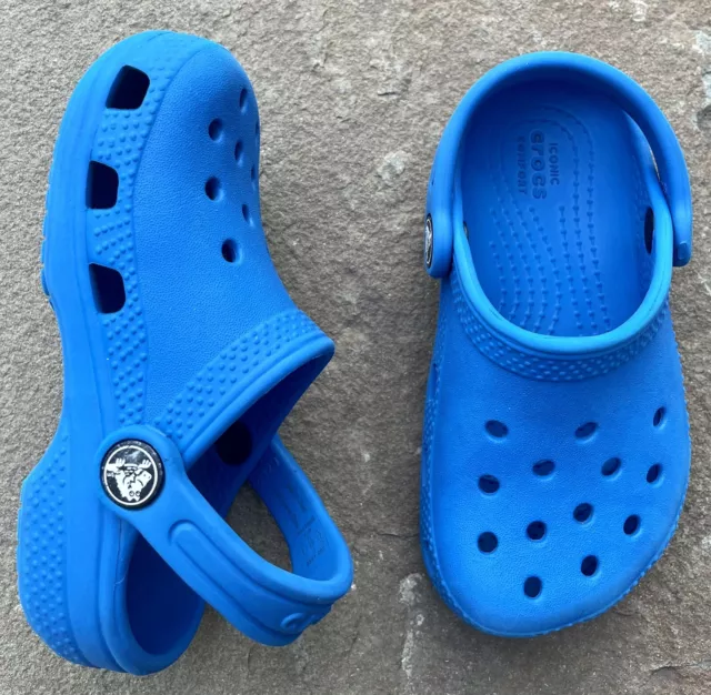 Crocs Little Kids Boy/Girl Toddler Size C 8 Classic Clogs Blue Water SlipOn Shoe