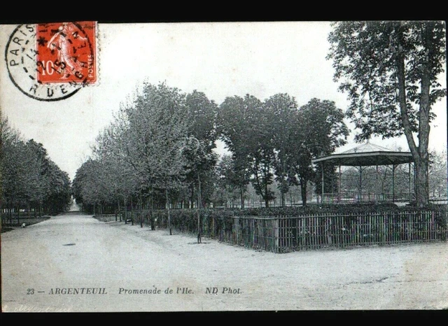 ARGENTEUIL (95) KIOSQUE à MUSIQUE / PROMENADE de l'ILE en 1915