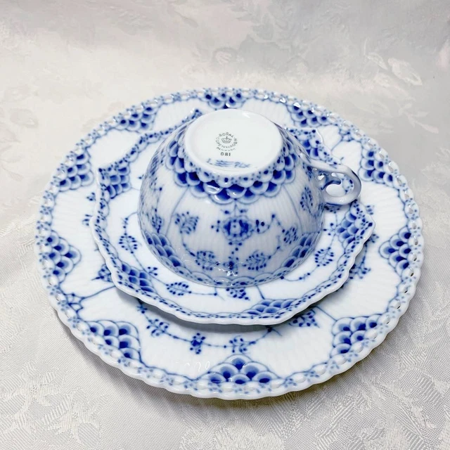 Royal Copenhagen full lace cup & saucer & plate trio Royal Copenhagen full lace cup & saucer & plate trio