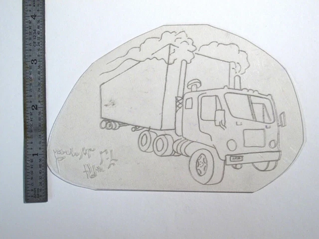 Semirremolque de colección década de 1960 década de 1970 plantilla de acetato plantilla firmado PC