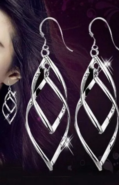Punk Women Twist Dangle Earrings Hollow Charming Shiny Earring Accessory 1pair