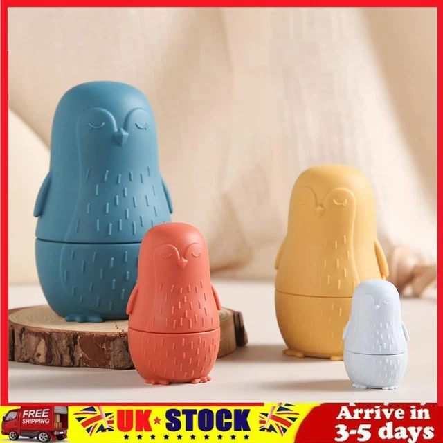 Color Size Matching Toys Gifts Montessori Toy for Boys Girls (Blue Penguin)