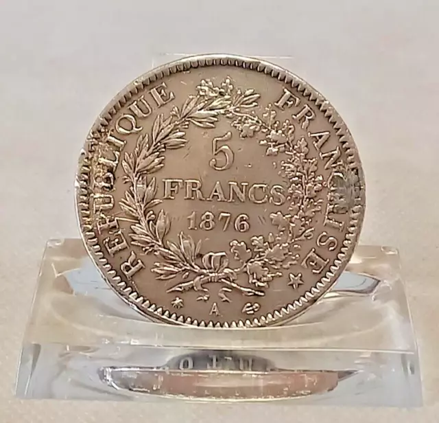 5 Francs, 1876 "A", Frankreich, "HERKULES", alte Umlaufmünze