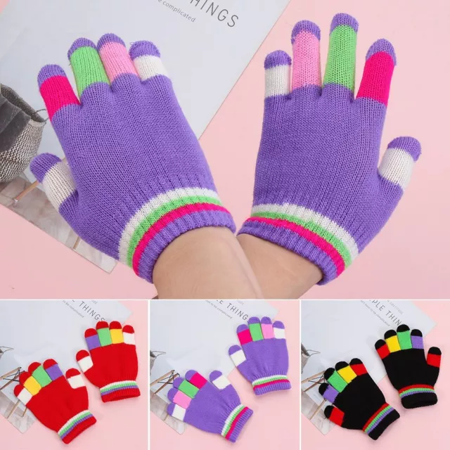Guanti Lavorati a Maglia Bambini Guanti Pieni Guanto Inverno Antislittamento Per 5-8 Anni