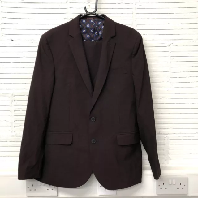 Ben Sherman Men's Burgundy Mod 3 Piece Suit Size 42R Chest, 36W 31L