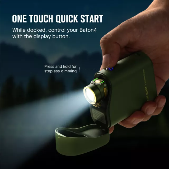 Olight Baton 4 Premium Edition Small EDC Flashlight with Charging Case - Green 3