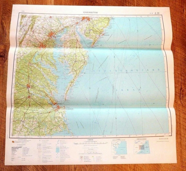 AUTHENTIC SOVIET ARMY Military SECRET Topographic Map WASHINGTON, USA £ ...