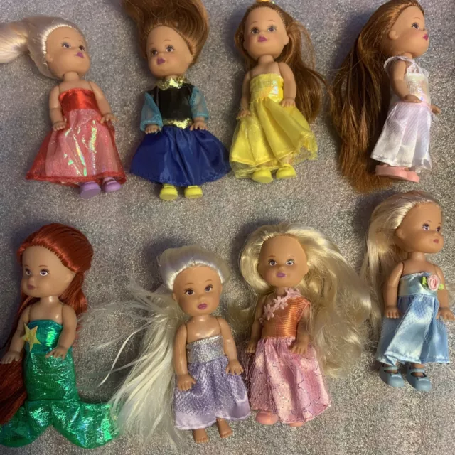Lot Of 8 Barbie Sister Kelly Disney Princess Dolls Collection Doll Lot