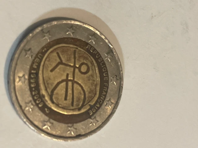 Pièce rare de 2 euros - Commémorative république française - UEM 1999 -2009