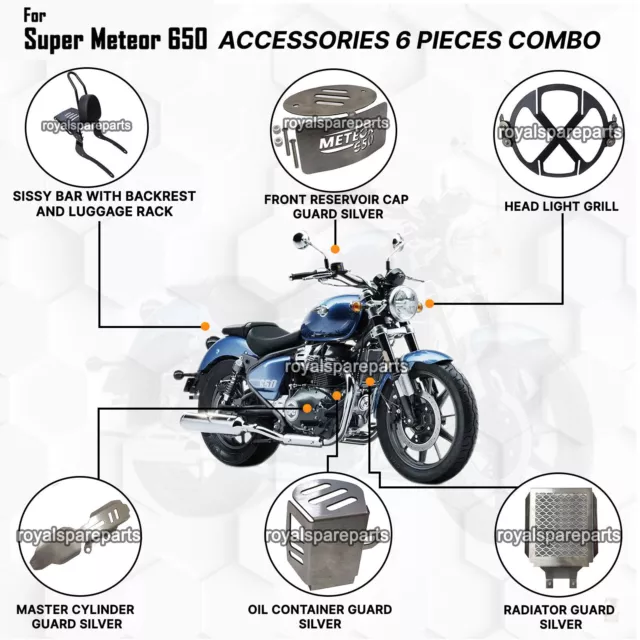 Compatible Para Real Enfield "Super Meteor 650 6 Piezas Accesorios Combo " - 6