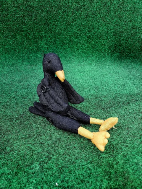 Primitive Cloth Crow Doll, 7" Tall Sitting