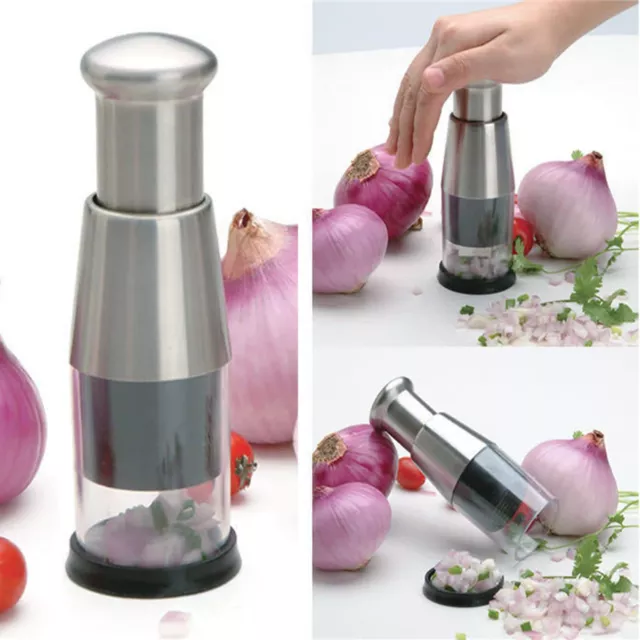 Manual Hand Press Garlic Onion Chopper Cutter Vegetable Food Processor Dicer