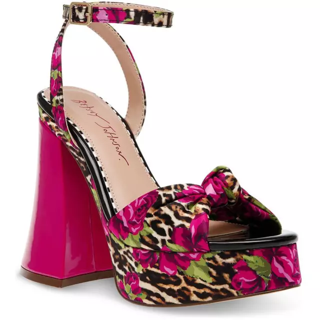 BETSEY JOHNSON WOMENS Brylie Satin Floral Print Platform Sandals Shoes ...