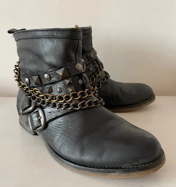 Topshop premium, leather biker pirate ankle boots size uk 5 eu 38