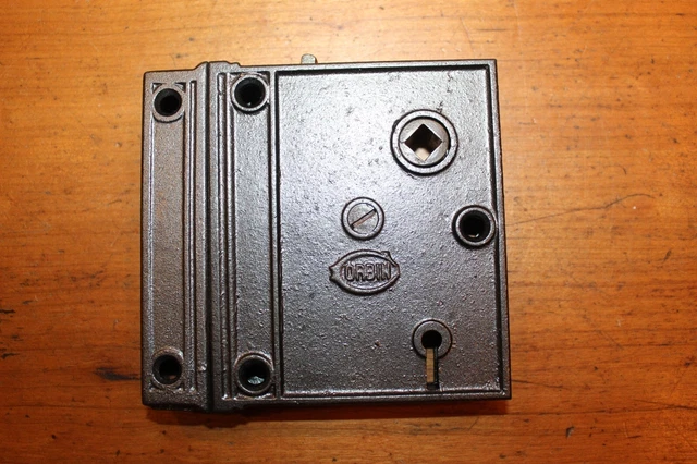 Refurbished 4 X 4 Corbin #61 Victorian Cast Iron Rim Lock w/Keeper R-109