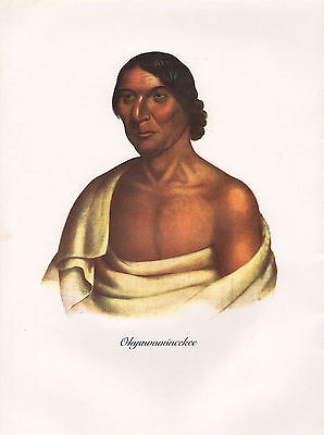 VINTAGE PRINT of 1830's NATIVE AMERICAN INDIAN ~ OHYAWAMINCEKEE ~ CHIPPEWA