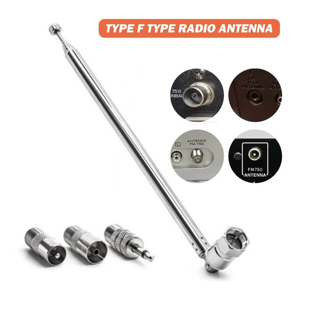 Antenna aerea telescopica tipo F 75 Ohm con adattatore TV / 3.5 Wave