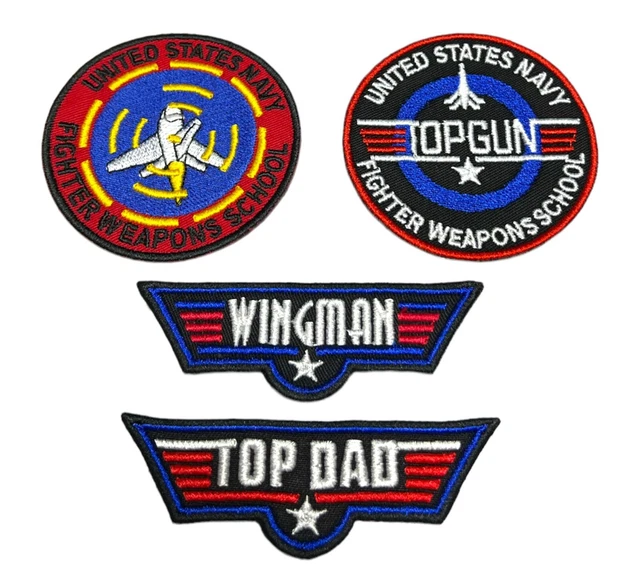 TOP GUN PATCH Embroidered Iron / Sew On Badge Navy Air Force Fancy