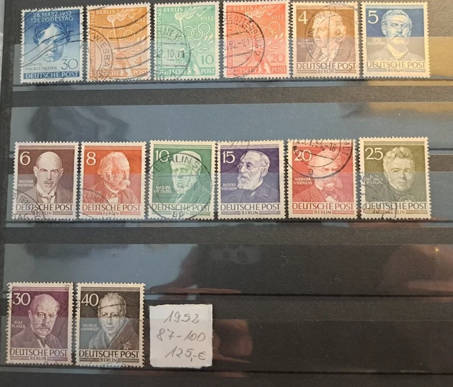 Briefmarken SPITZENWERTE Berlin Jahrgang 1952 gestempelt