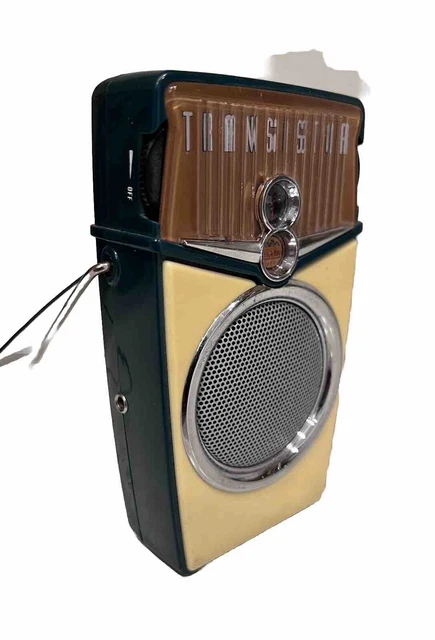 RETRO 1960S-STYLE PORTABLE Beach Boy Transistor AM/FM Radio Green Cream ...
